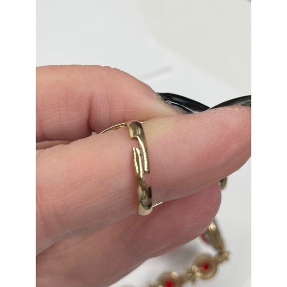 NEW Hand Bracelet Ring Red Rhinestone Gold Tone Unique Fashion Jewelry set m - Picture 5 of 10